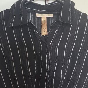 Andrew & Co Men's Black Shirt with White Stripes